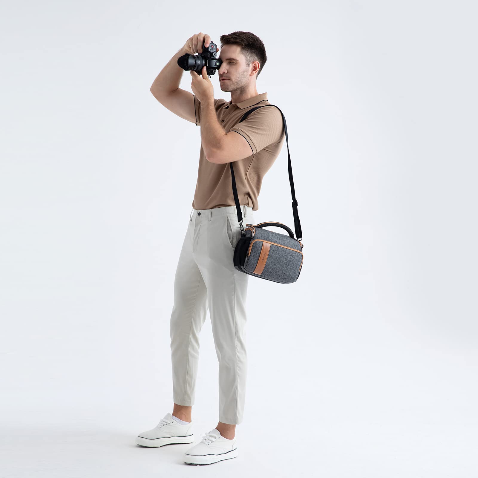 Domiso DSLR Camera Bag borsa fotocamera grigia imbottita