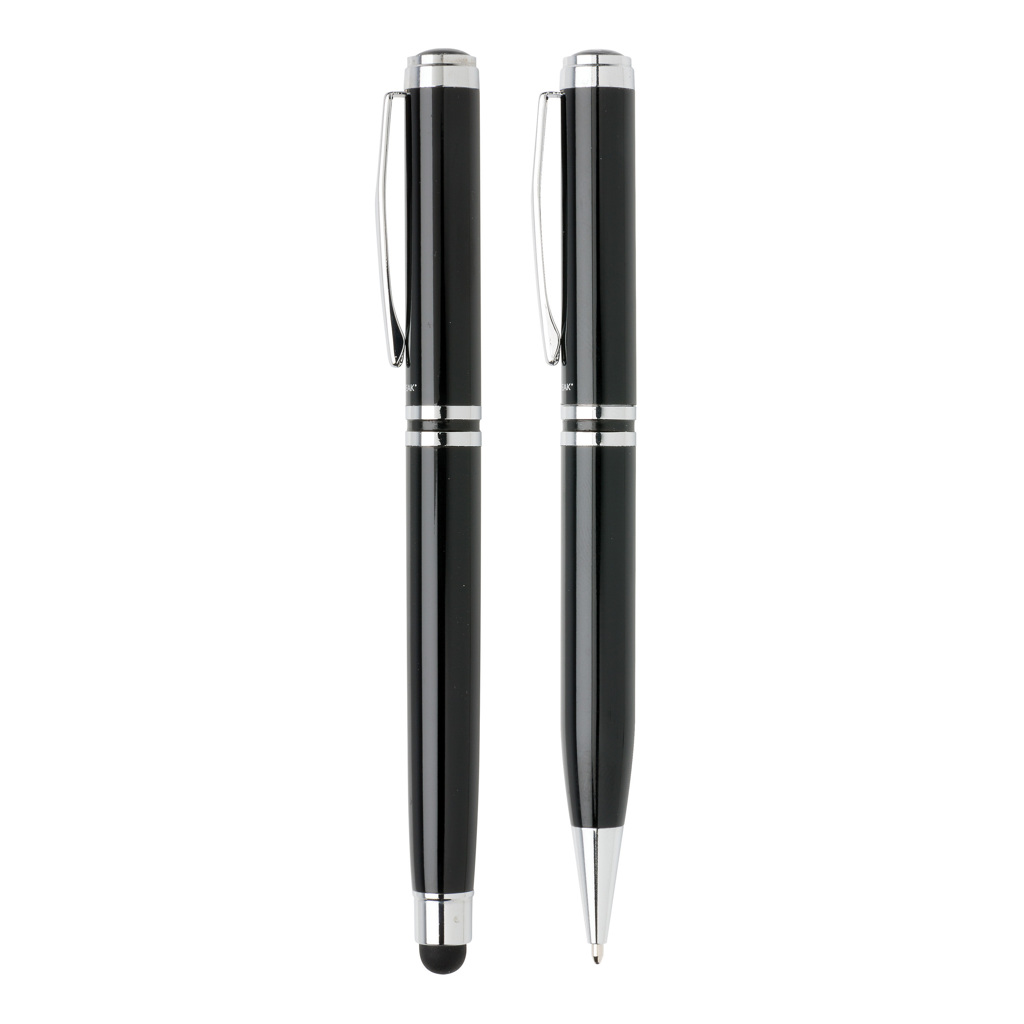 Swiss Peak set penne executive nero, roller touchscreen con refill blu