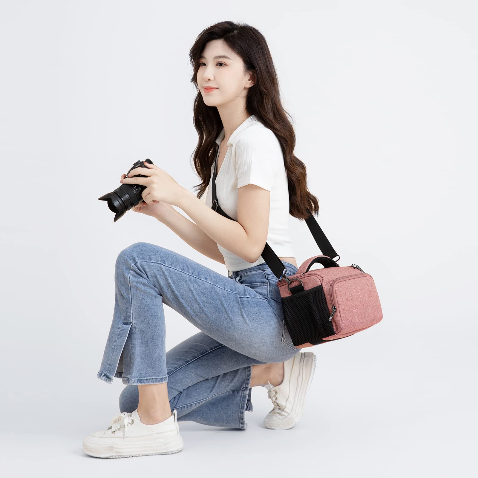 Domiso DSLR Camera Bag Borsa per fotocamera Rosa antiurto