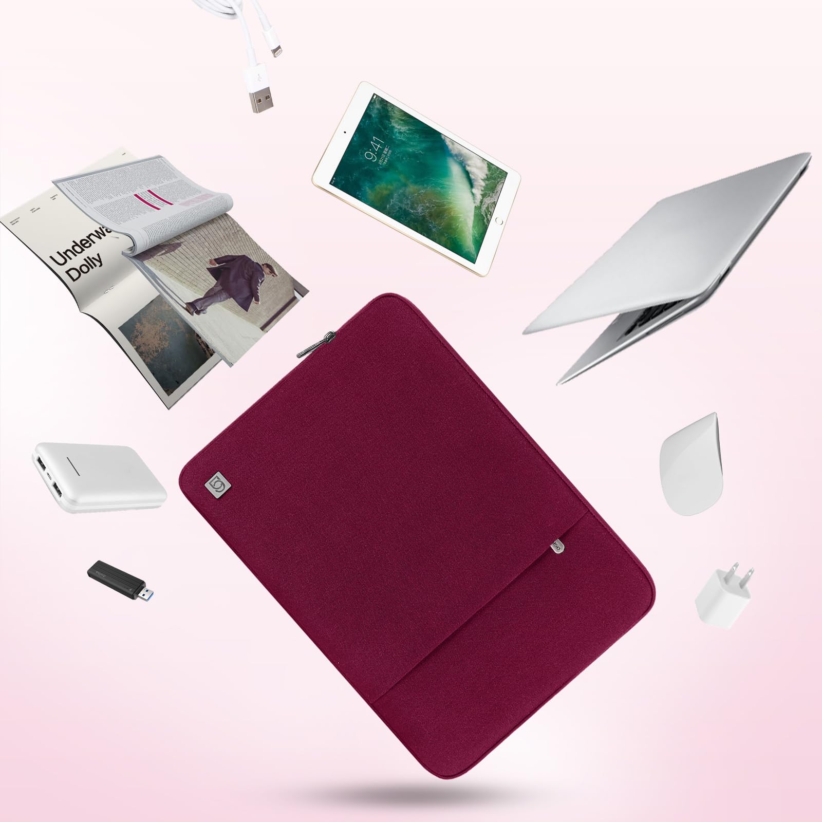 Domiso Laptop Sleeve 13,3 pollici custodia laptop vino rosso impermeabile