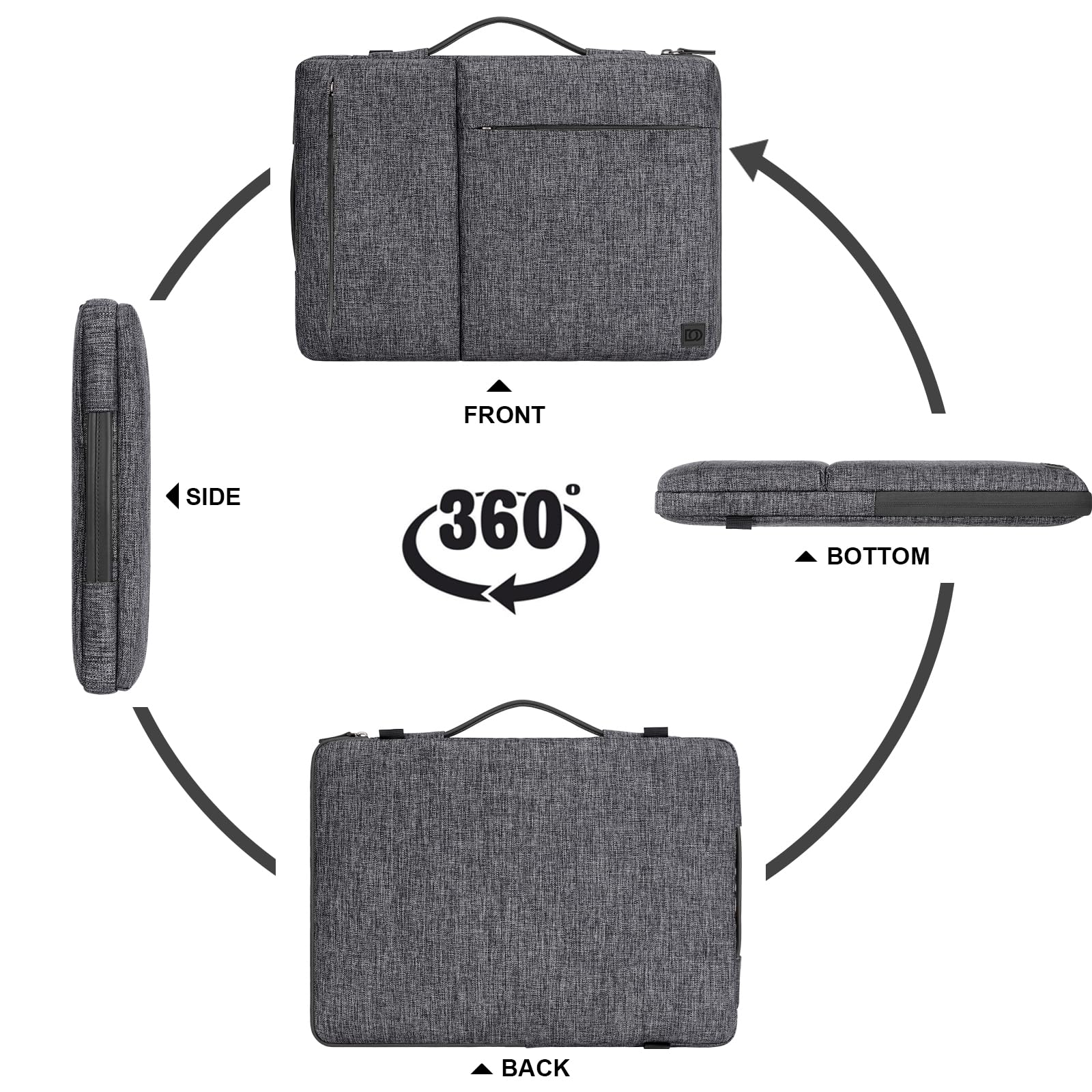 Domiso Laptop Sleeve 14 Pollici custodia laptop grigia impermeabile