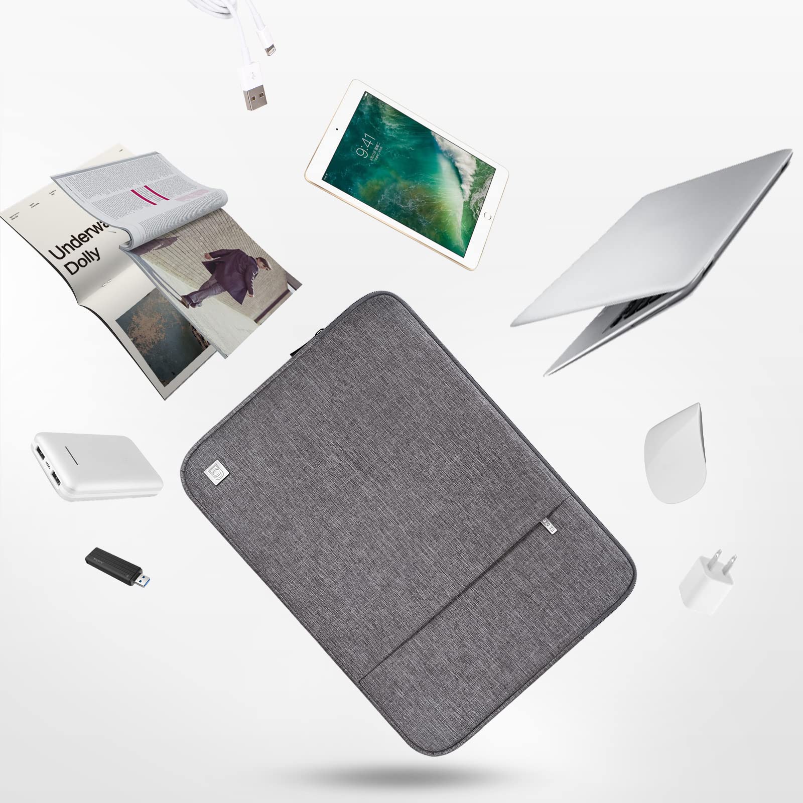 Domiso Laptop Sleeve 17,3 pollici custodia laptop grigia impermeabile