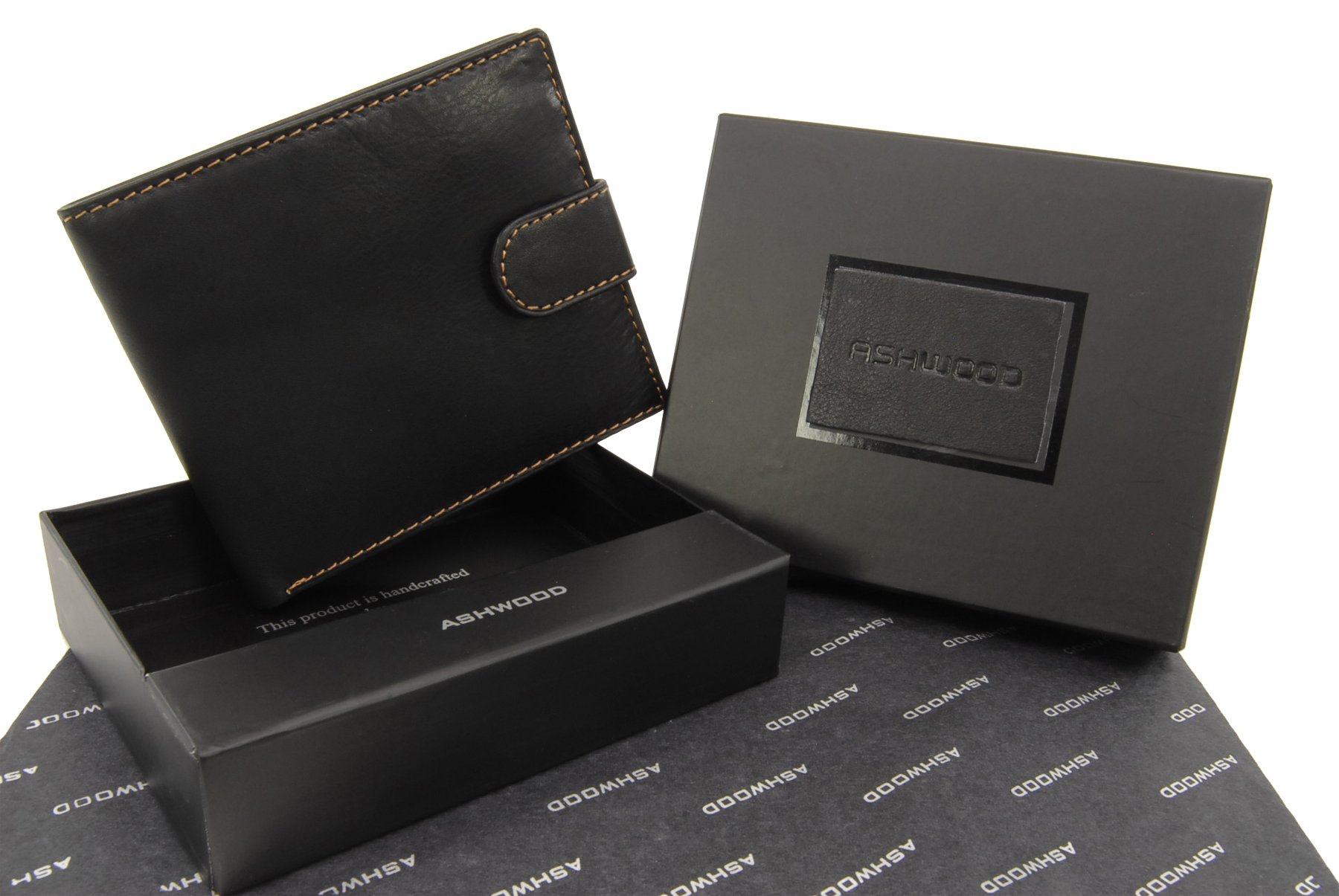 Ashwood Wallets 1222 portafoglio uomo nero in pelle