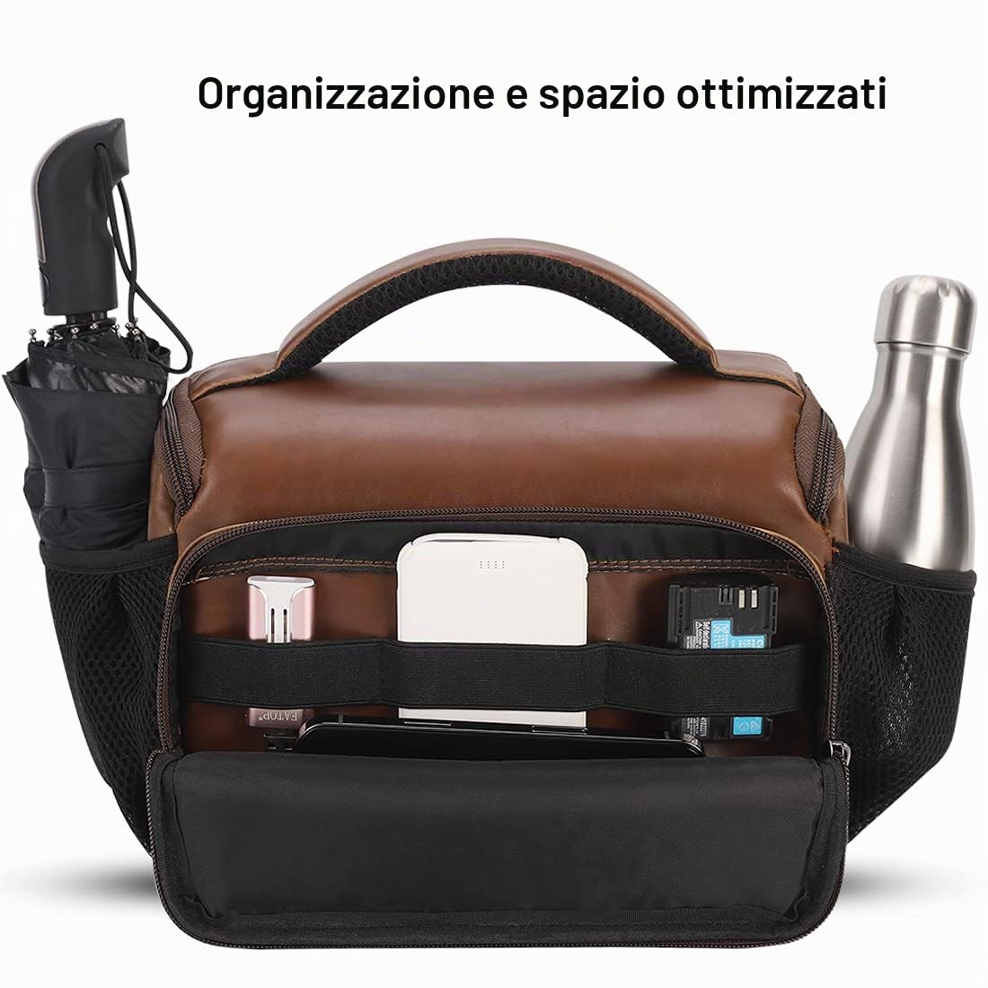 DOMISO DSLR Camera Bag borsa fotocamera marrone scuro antiurto