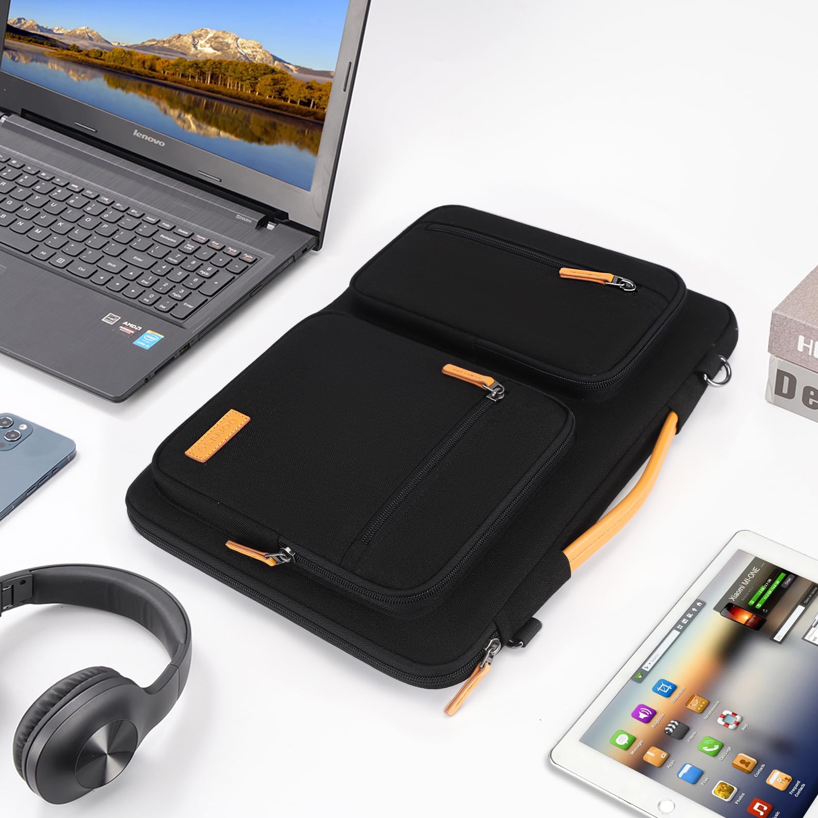Domiso Laptop Briefcase 17,3 pollici borsa nera impermeabile