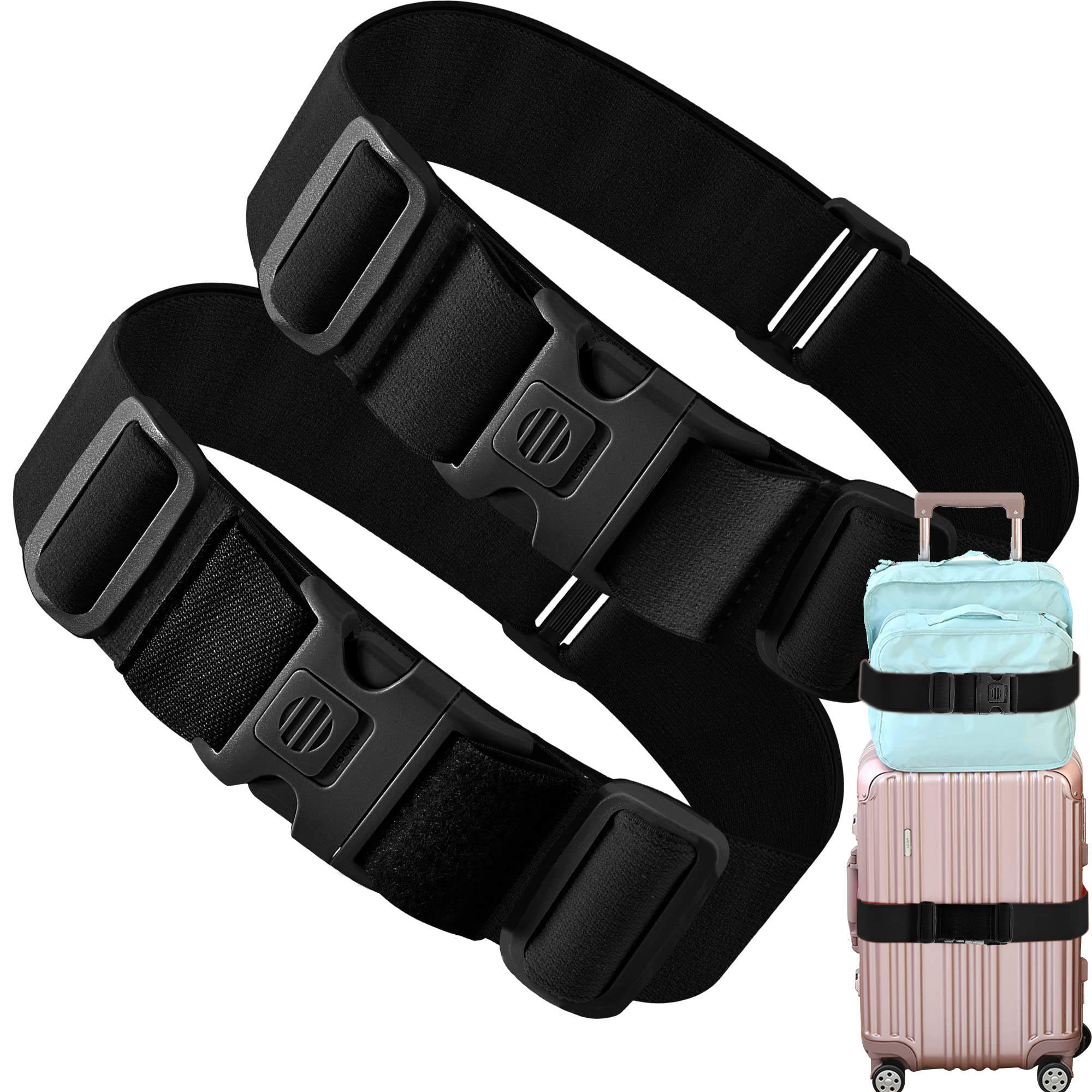 ZINZ Luggage Straps cinghie elastiche per bagagli 2 pezzi nere