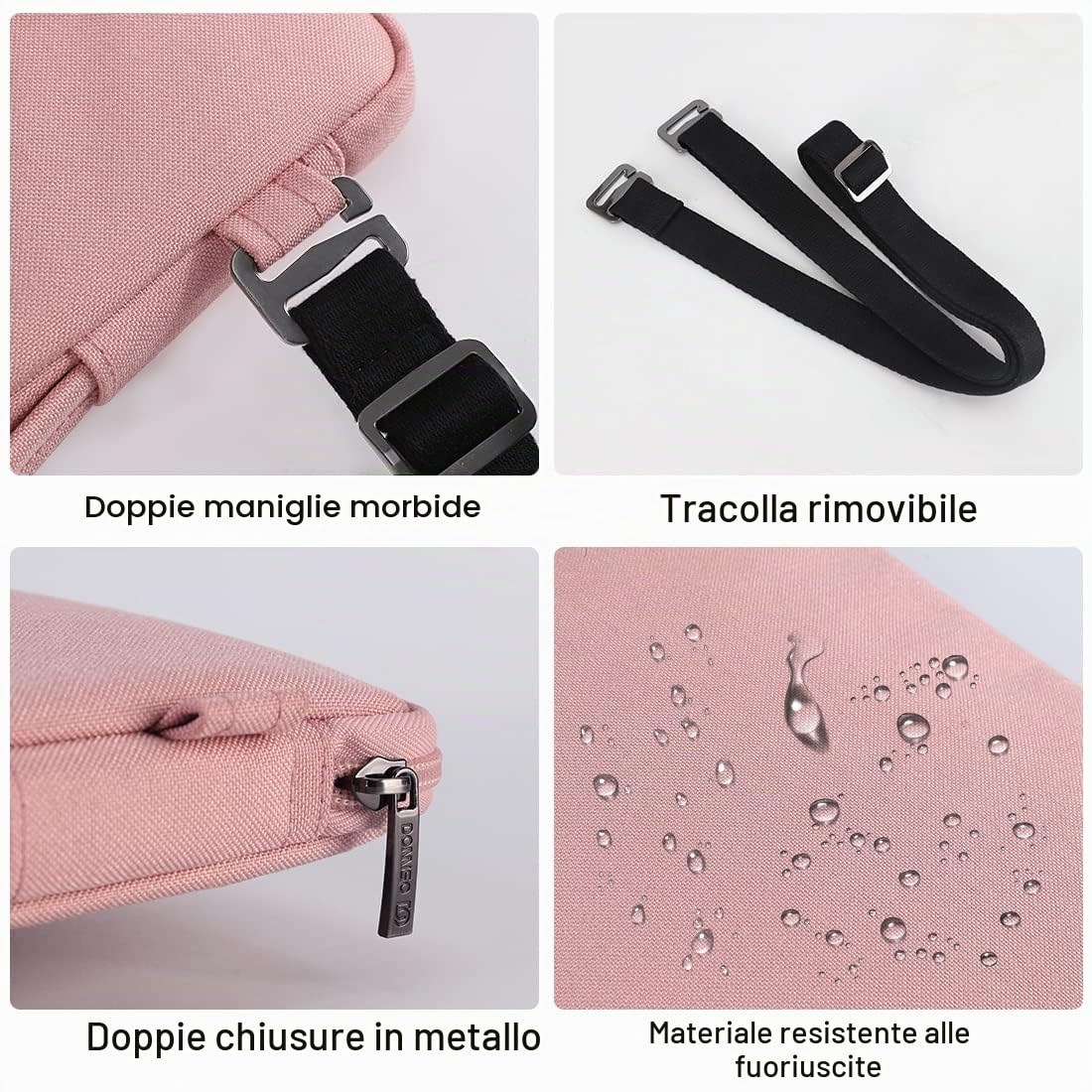Domiso Laptop Sleeve 17,3 pollici custodia laptop rosa impermeabile