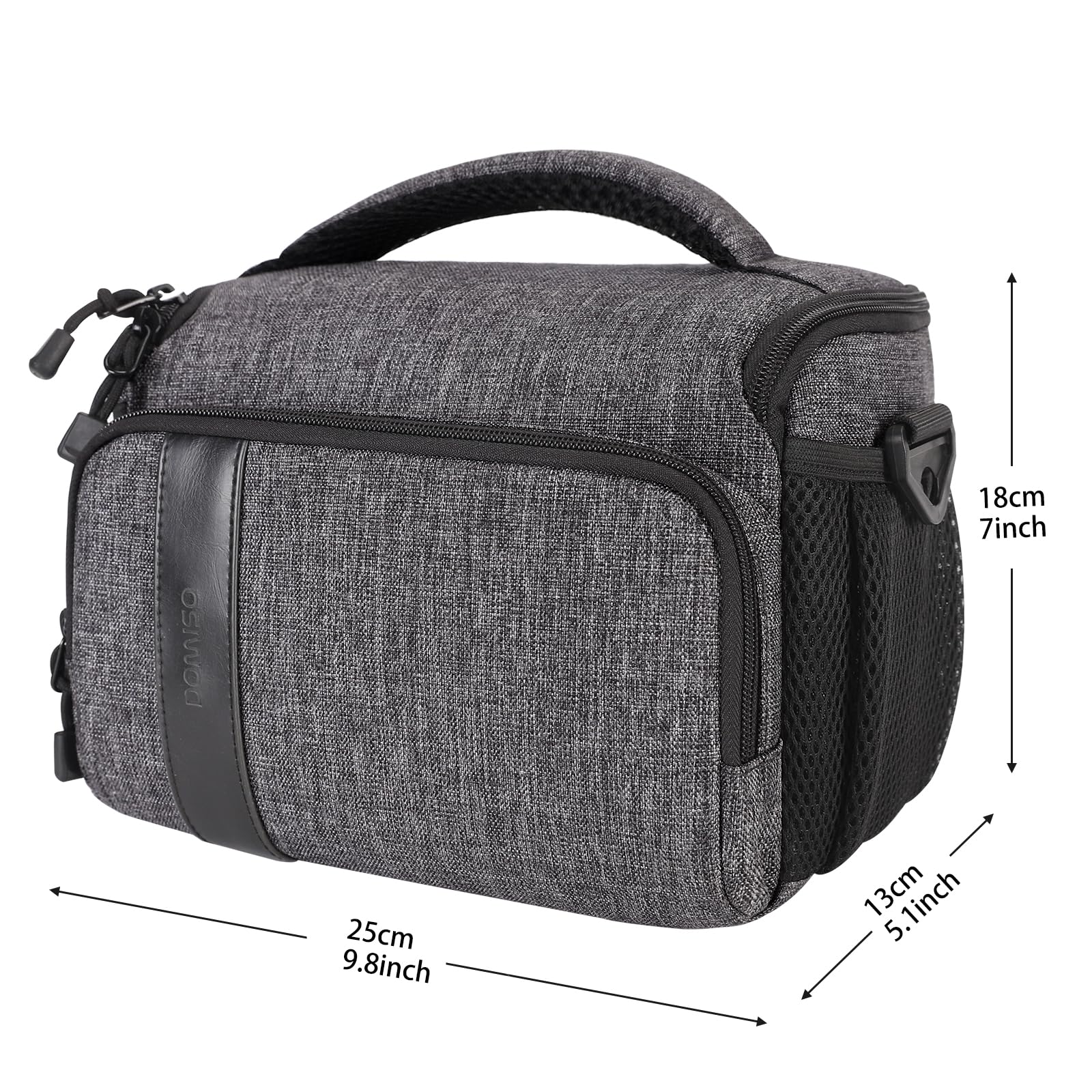 Domiso DSLR Camera Bag borsa fotocamera grigio scuro antiurto