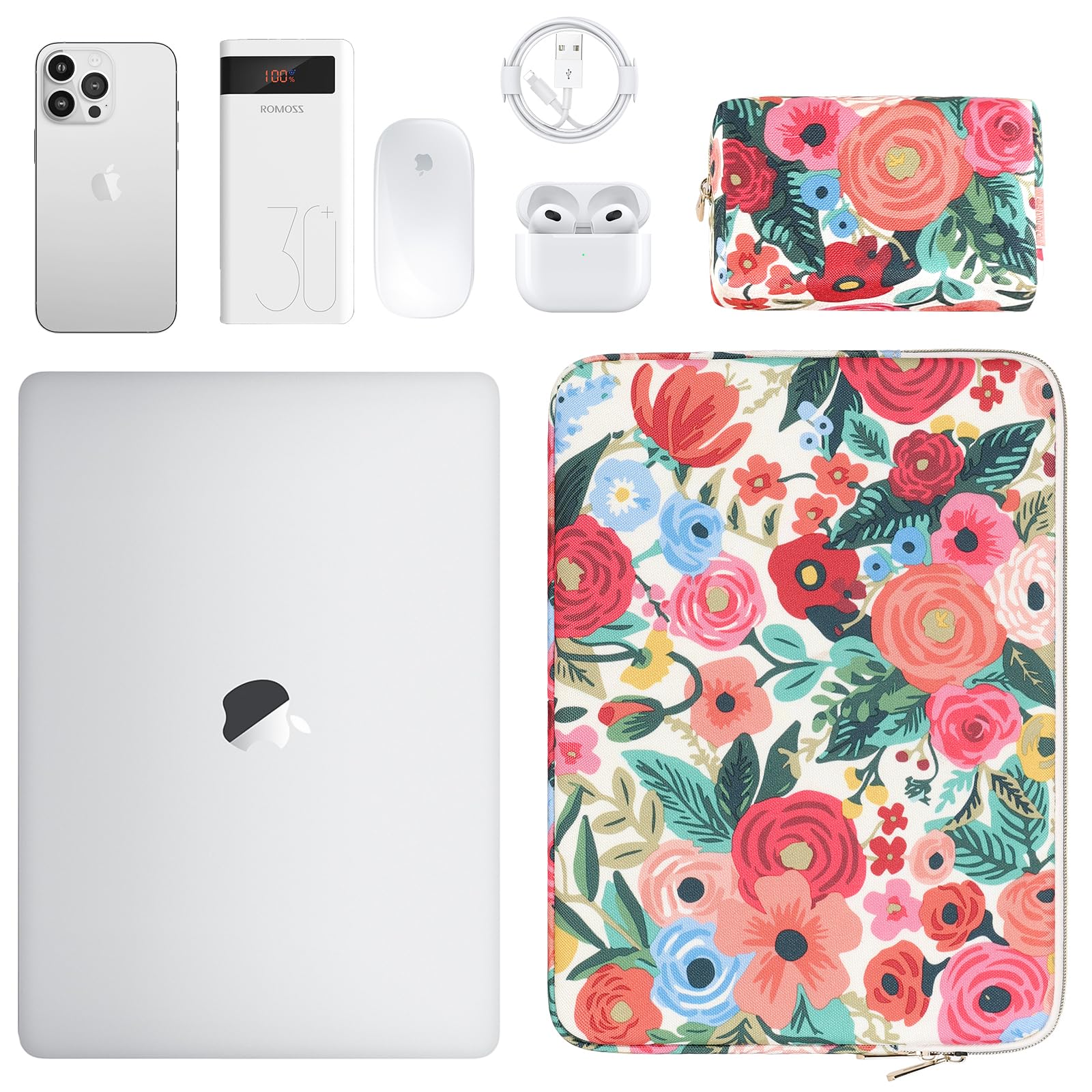 Domiso Laptop Sleeve 17,3 Pollici Custodia Impermeabile Fiori di Rosa