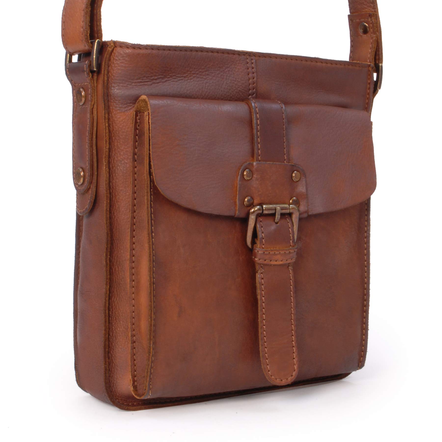 Ashwood Man Bags & Briefcases 7993 borsa a tracolla marrone chiaro in pelle
