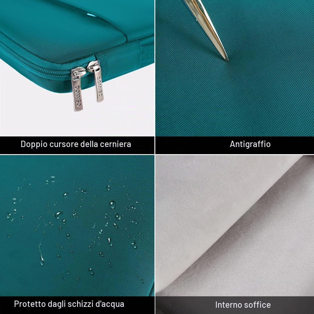 Domiso Laptop Sleeve 17,3 Pollici custodia laptop turchese impermeabile