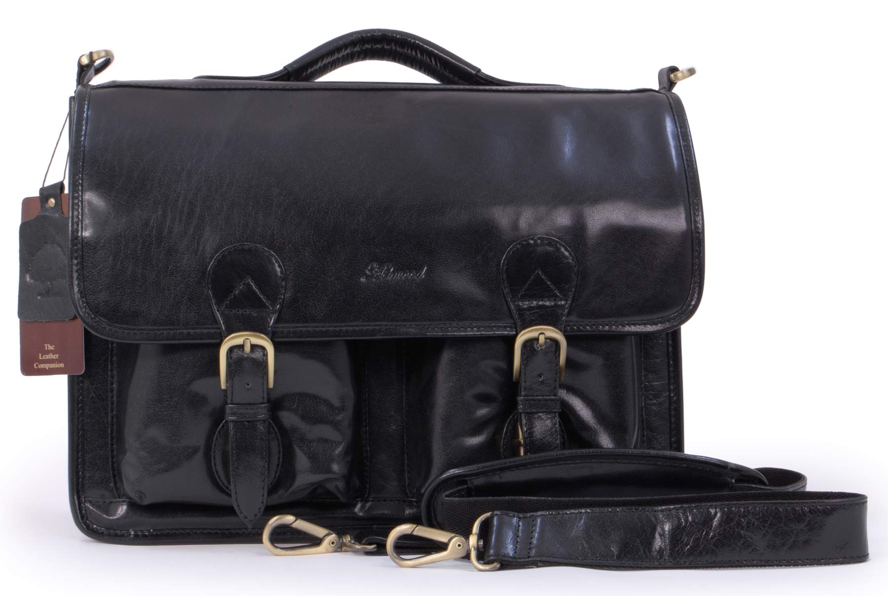 Ashwood Borse uomo Windsor borsa portadocumenti laptop 15” nera in pelle lucida