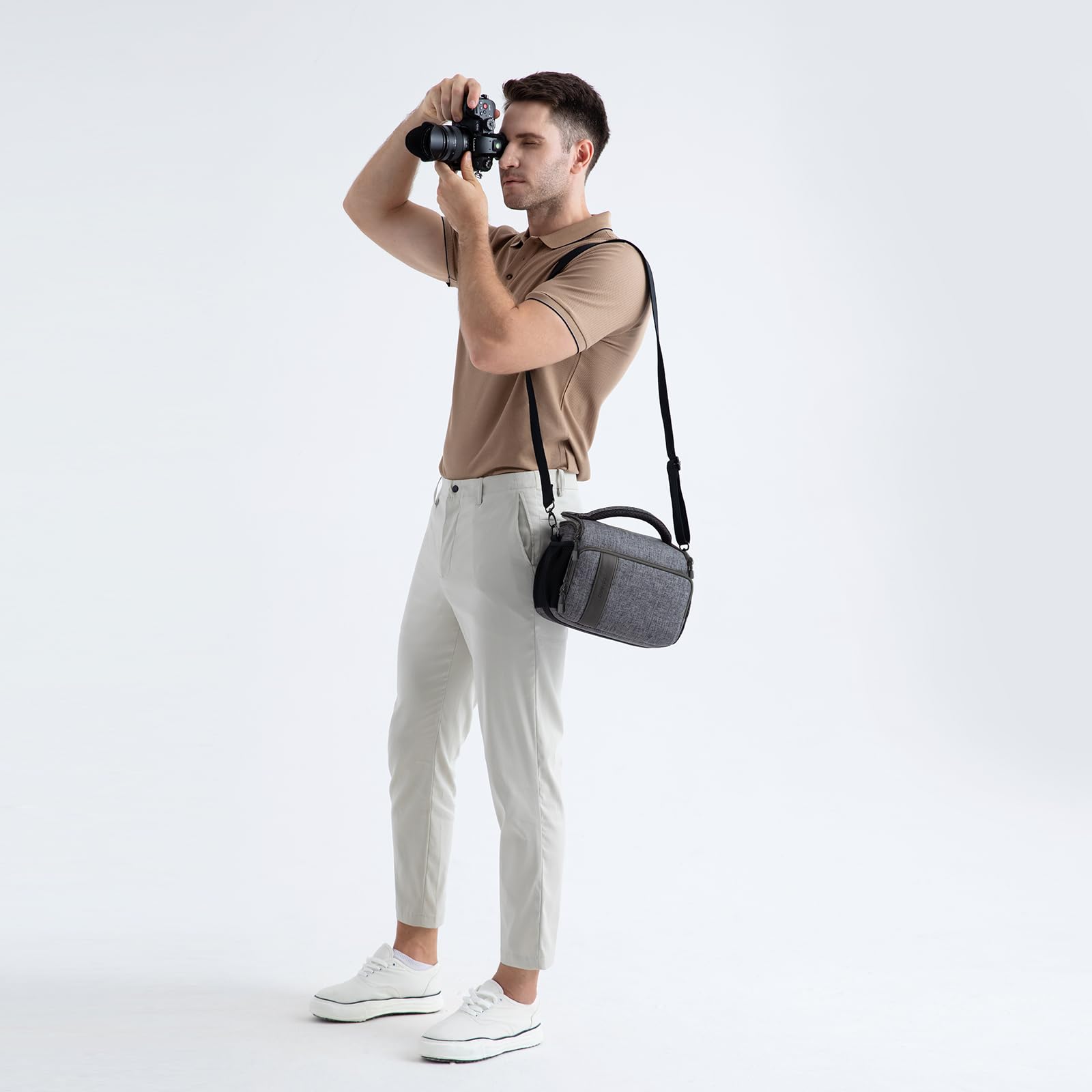 Domiso DSLR Camera Bag borsa fotocamera grigio scuro antiurto