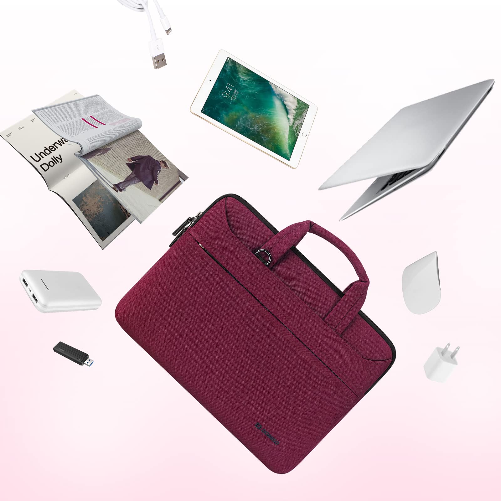 Domiso Laptop Briefcase 14 pollici borsa laptop fucsia impermeabile