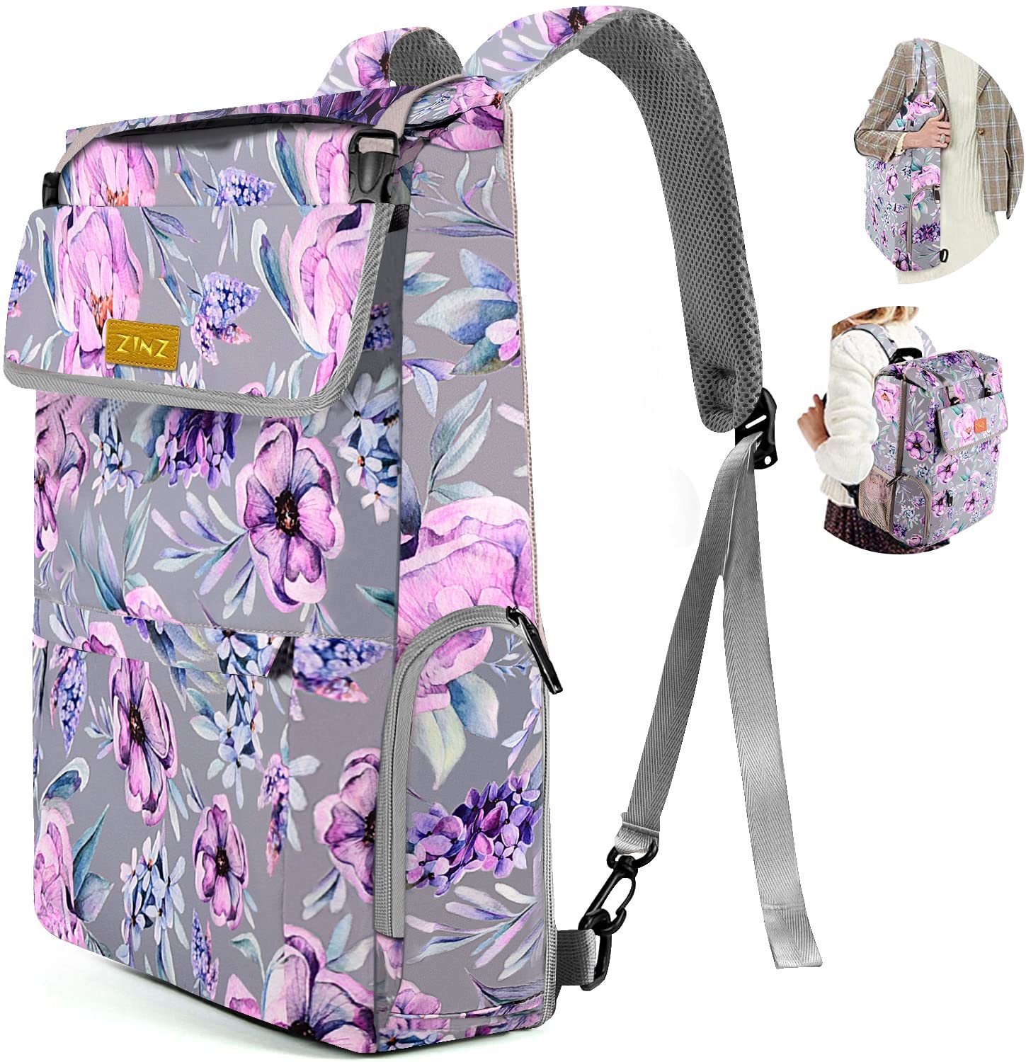 ZINZ Backpacks zaino laptop espandibile viola per PC da 15,6 pollici