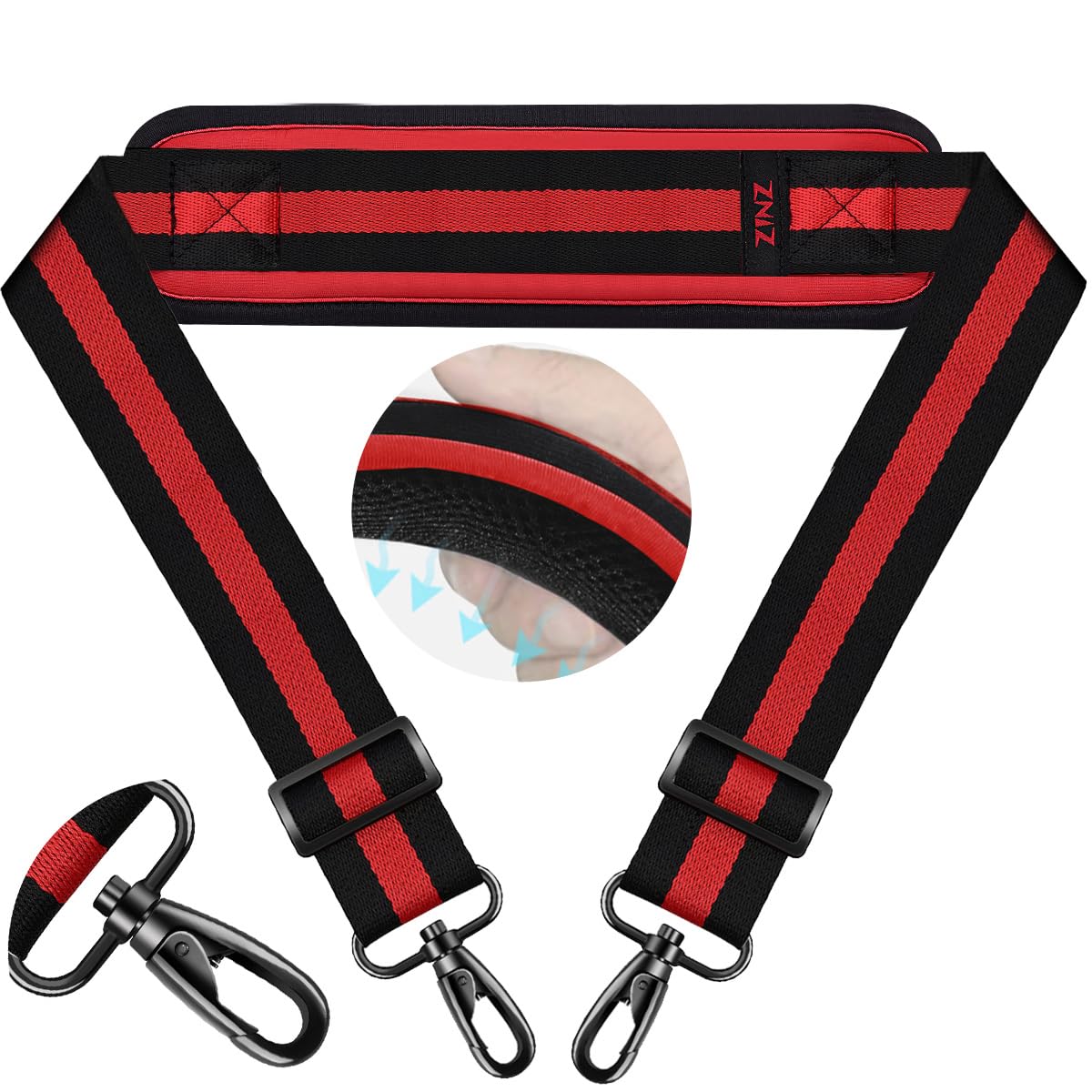 ZINZ Shoulder Pads tracolla da 188 cm imbottitura fissa Strisce Nero-rosso-nere