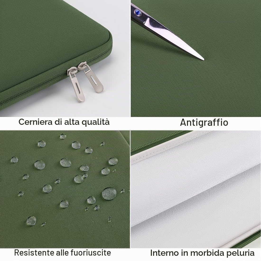 Domiso Laptop Sleeve 17,3" custodia laptop verde avocado impermeabile