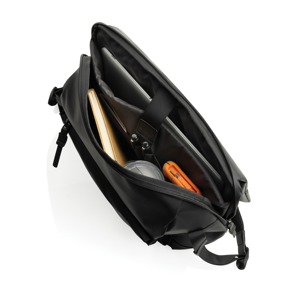 Swiss Peak OSLO borsa a tracolla nera per laptop 15,6″, con tasca RFID