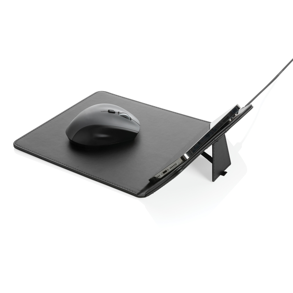 Swiss Peak Tech Tappetino mouse con ricarica wireless 10W in PU riciclato nero