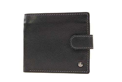 Ashwood Wallets 1222 portafoglio uomo NERO/GRIGIO in vera pelle