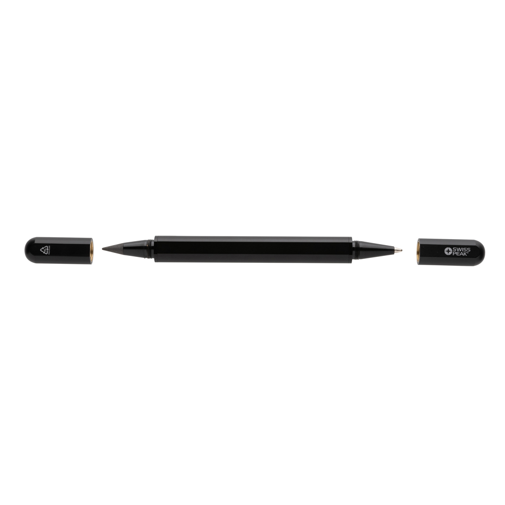 Swiss Peak Ufficio & Scrittura Storm penna doppia nera in alluminio riciclato RCS