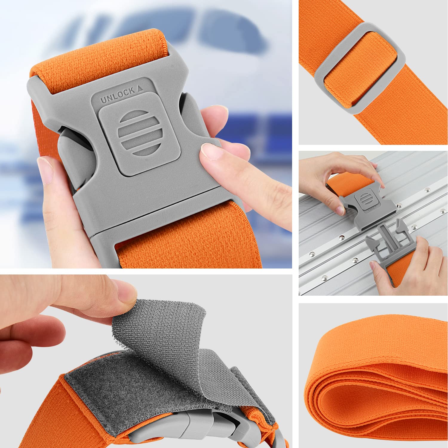 ZINZ Luggage Straps cinghie valigia elastiche arancioni 2 pezzi