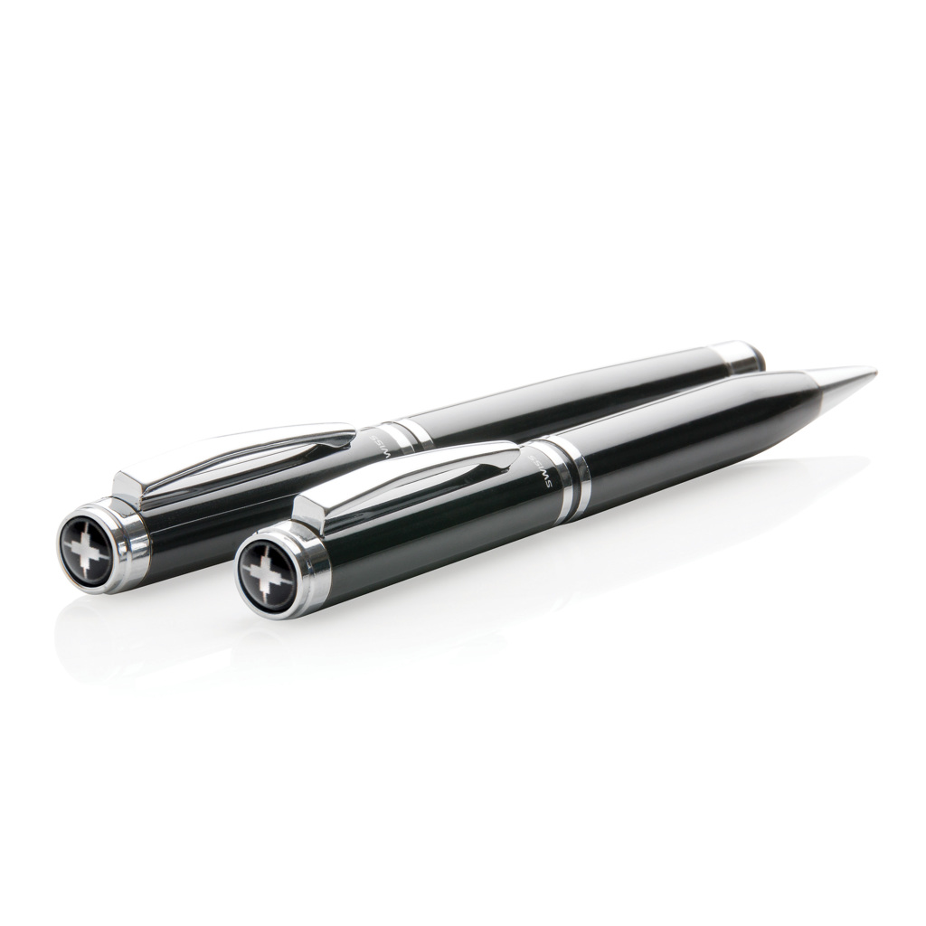 Swiss Peak set penne executive nero, roller touchscreen con refill blu