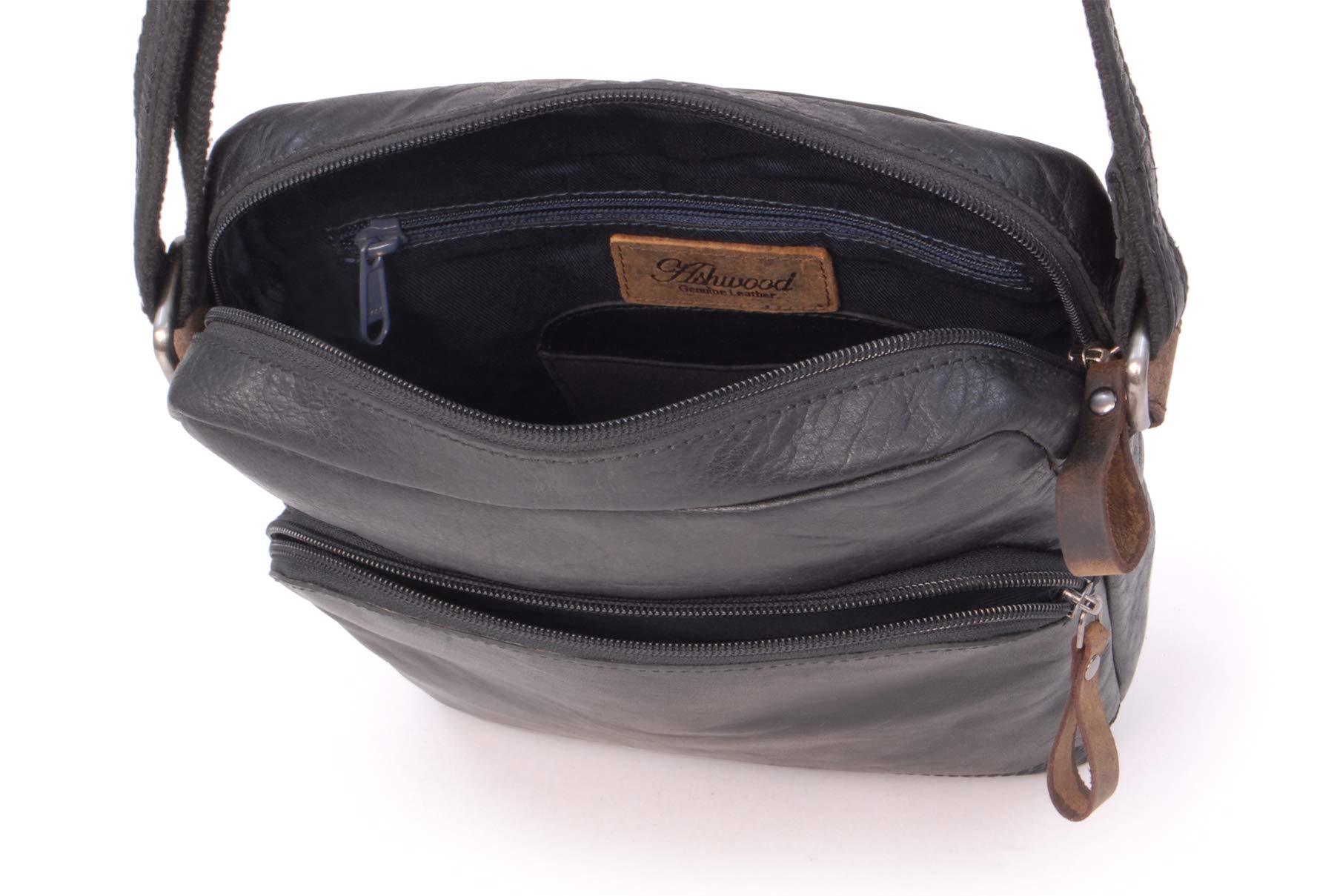 Ashwood Vera Pelle Vintage F-82 borsa messenger in pelle media