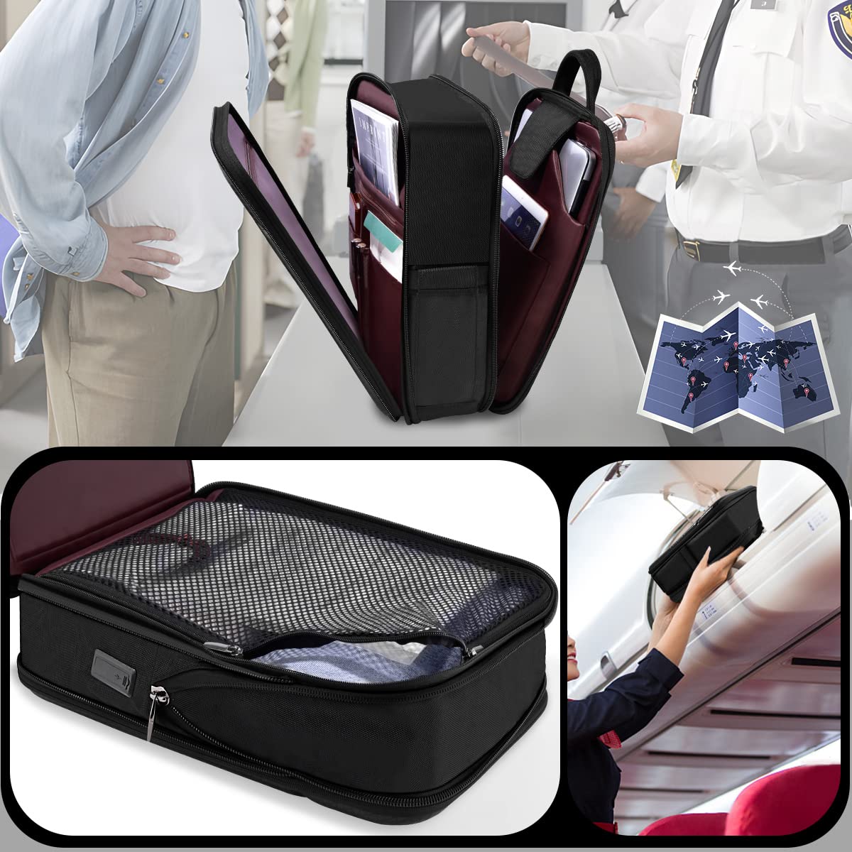 ZINZ Backpacks Zaino Sottile per Laptop da 15,6" con Capacità Variabile medio nero