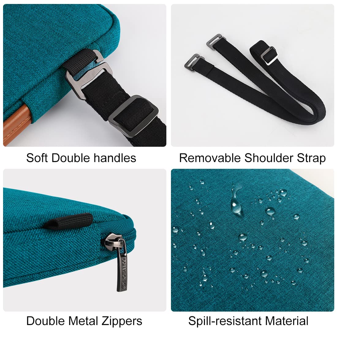Domiso Laptop Sleeve 15,6 pollici custodia laptop turchese impermeabile