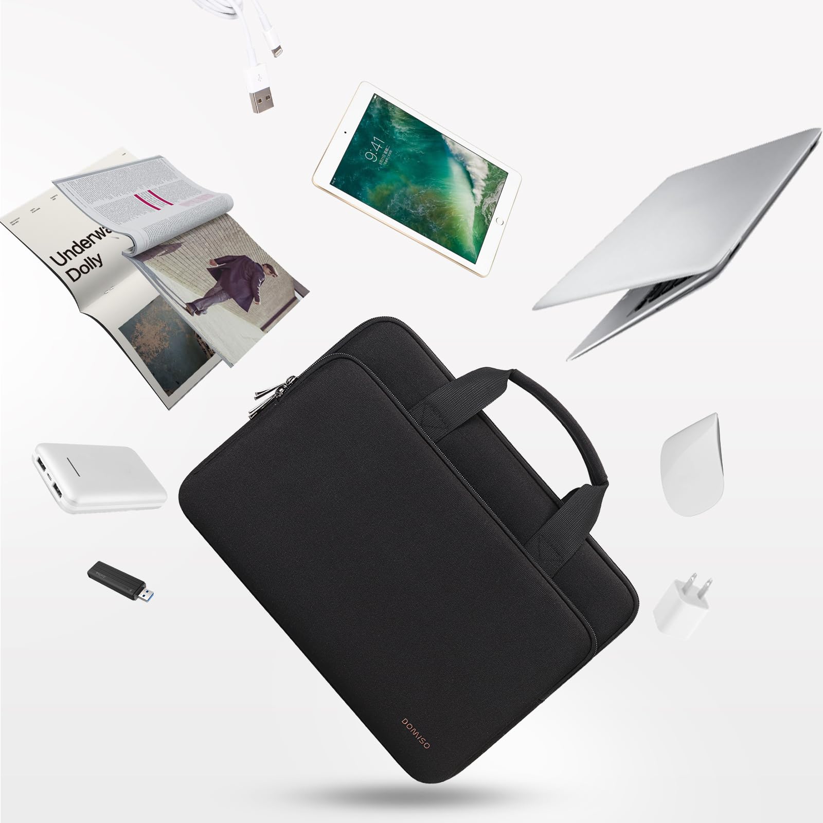 Domiso Laptop Sleeve 17,3 pollici custodia laptop nera con maniglia