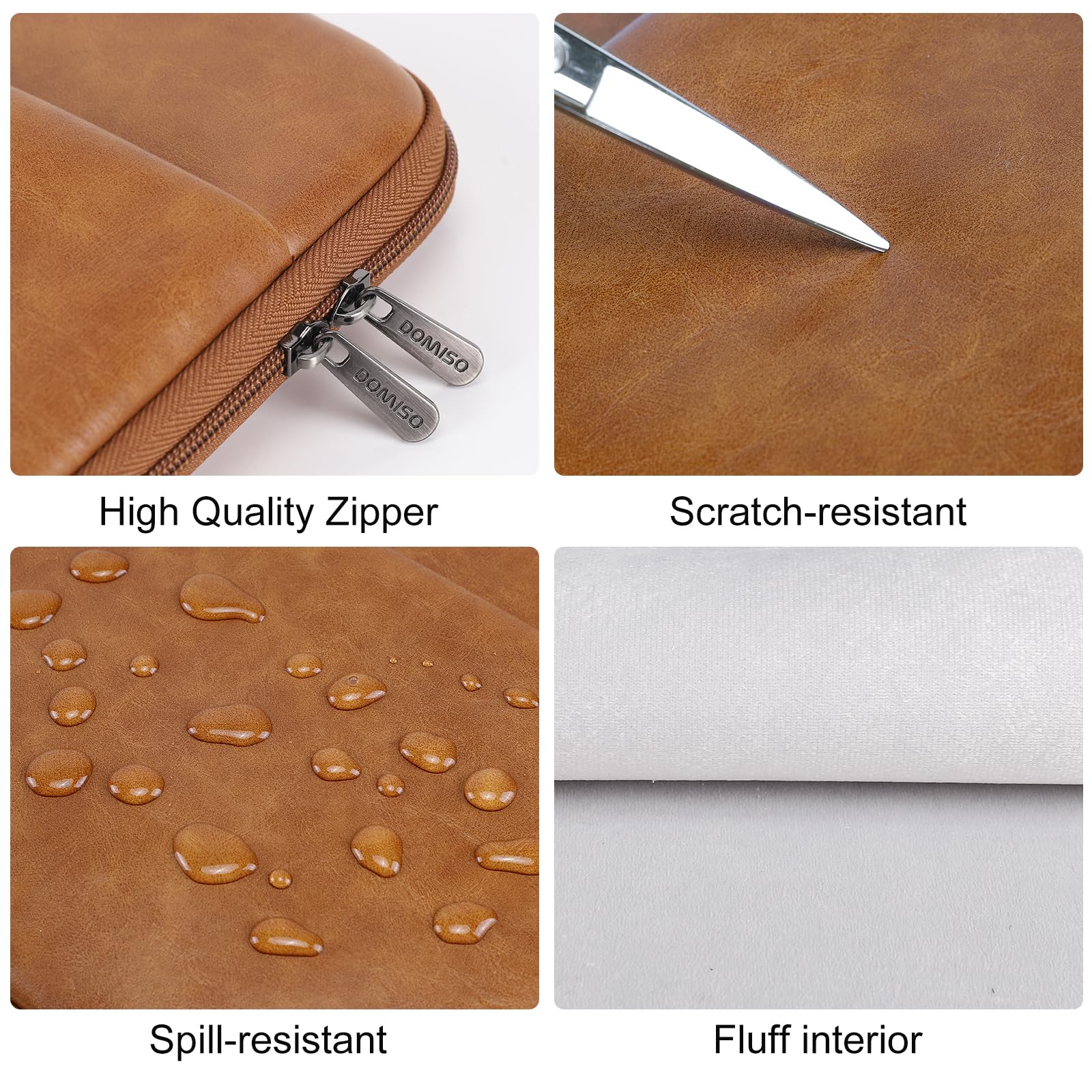 Domiso Laptop Sleeve 17,3 pollici custodia Marrone impermeabile PU