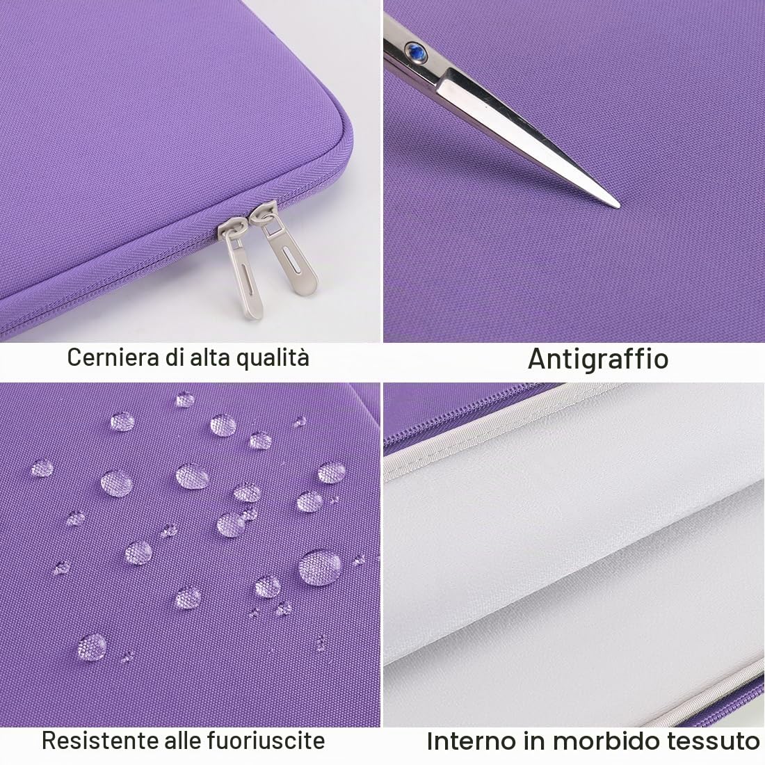 Domiso Laptop Sleeve 17,3 pollici custodia laptop Porpora impermeabile