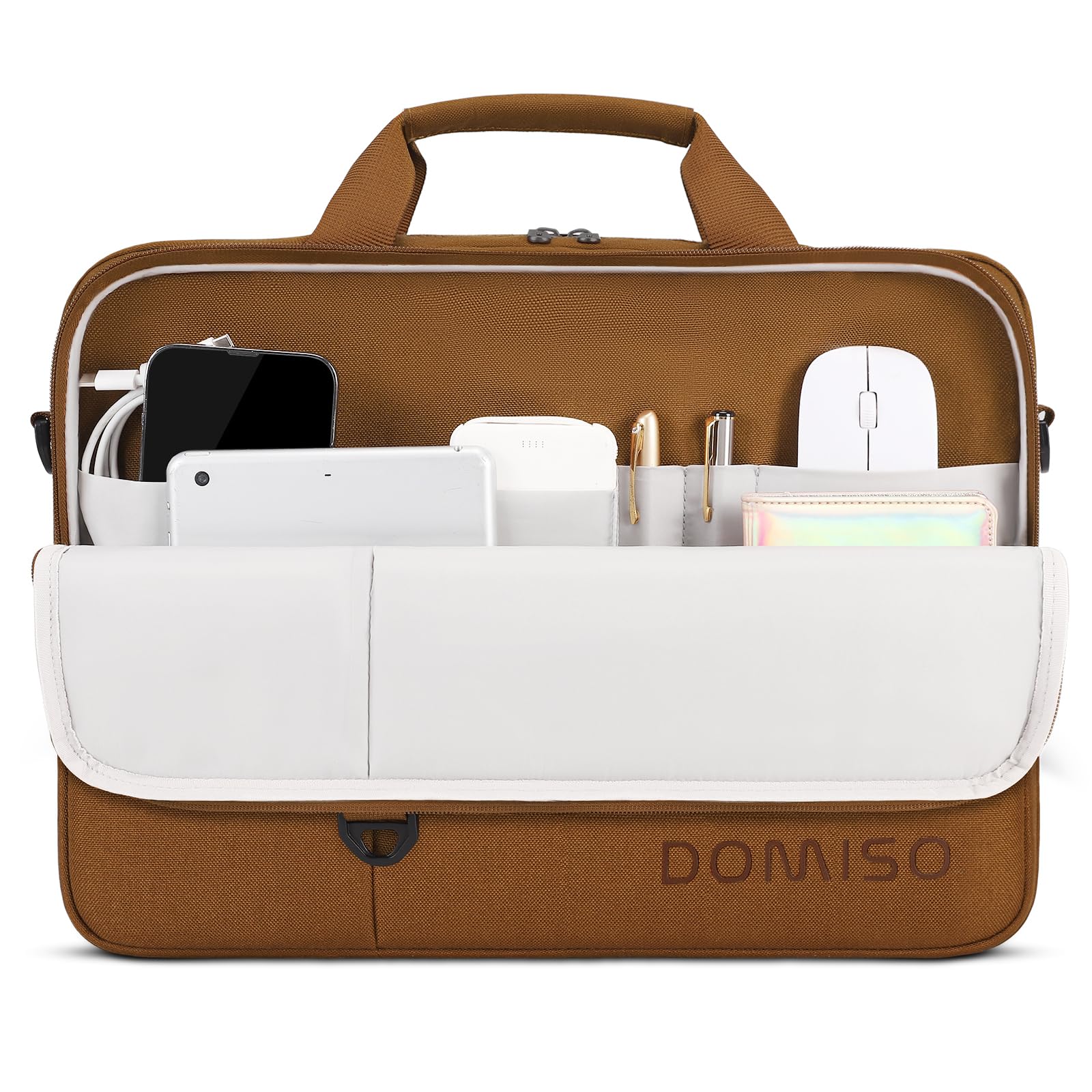 Domiso Laptop Briefcase 15,6 pollici borsa laptop marrone impermeabile
