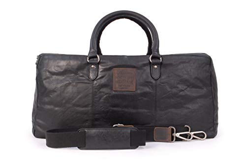 Ashwood Holdalls F-87 borsone da viaggio Nero in pelle
