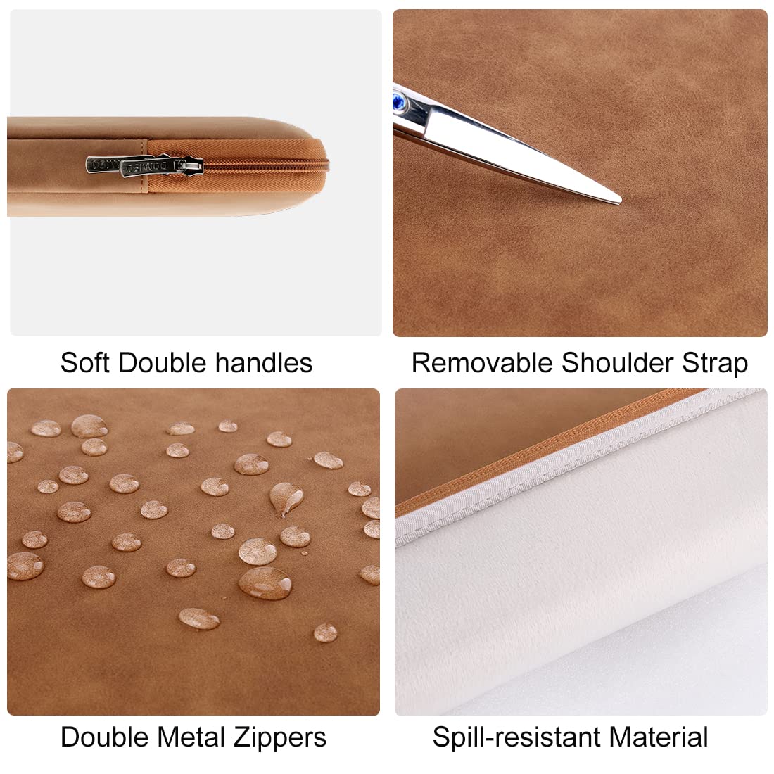 Domiso Laptop Sleeve 13,3 Pollici custodia laptop marrone impermeabile