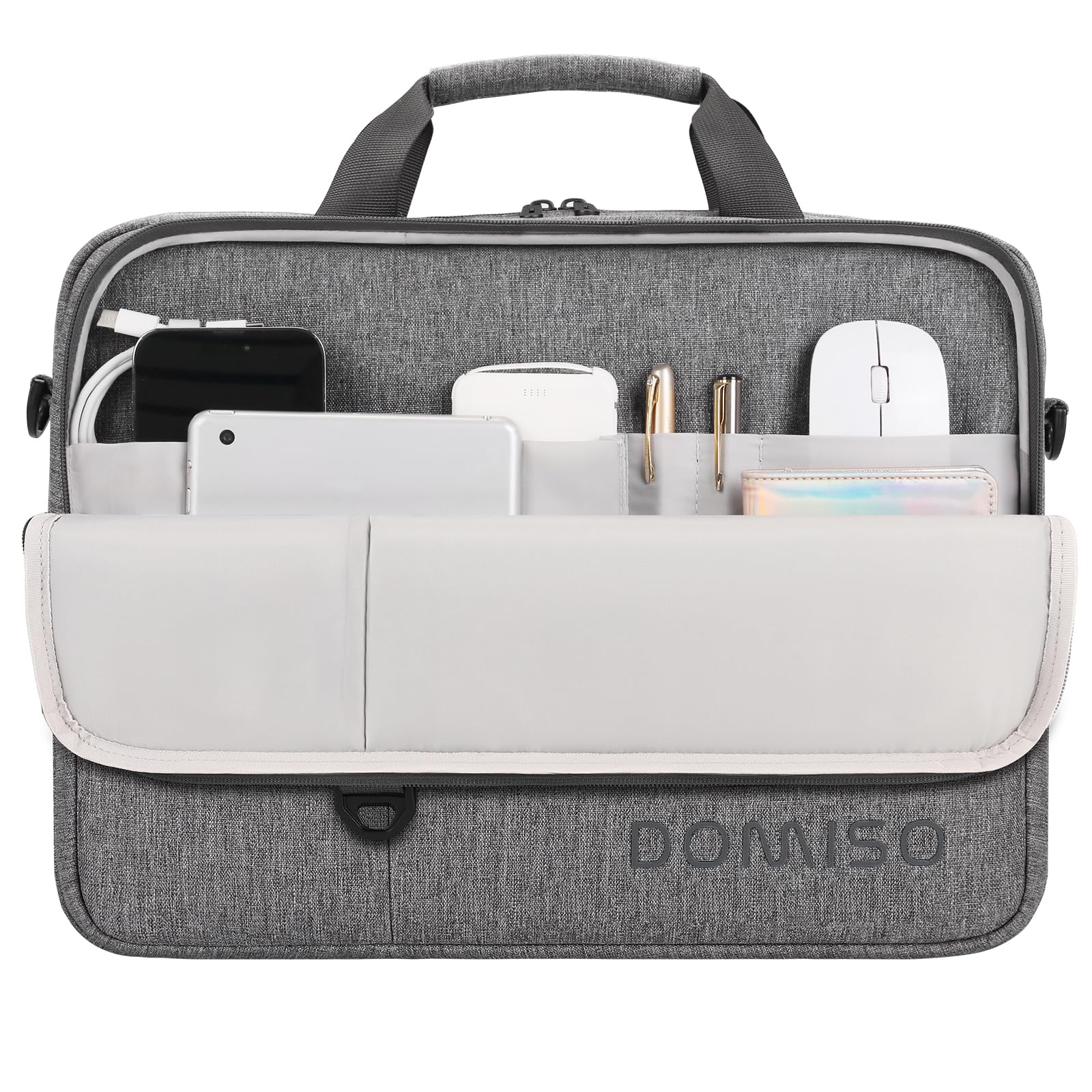 Domiso Laptop Briefcase 15,6 pollici borsa grigia impermeabile