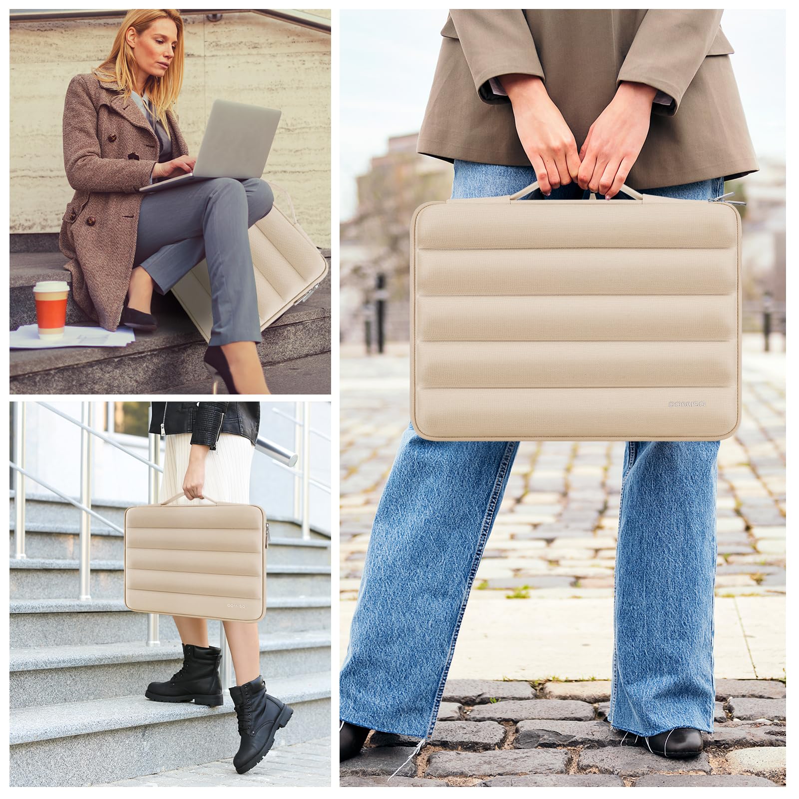 Domiso Laptop Sleeve 17,3 pollici custodia laptop beige impermeabile