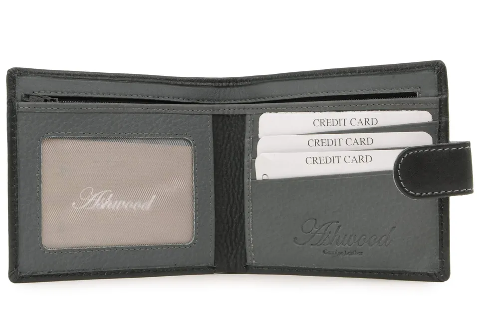 Ashwood Wallets 1222 portafoglio uomo NERO/GRIGIO in vera pelle