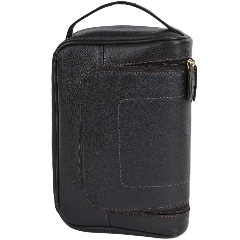 Ashwood Washbags 89145 beauty case Nero e Rosso in pelle e nylon