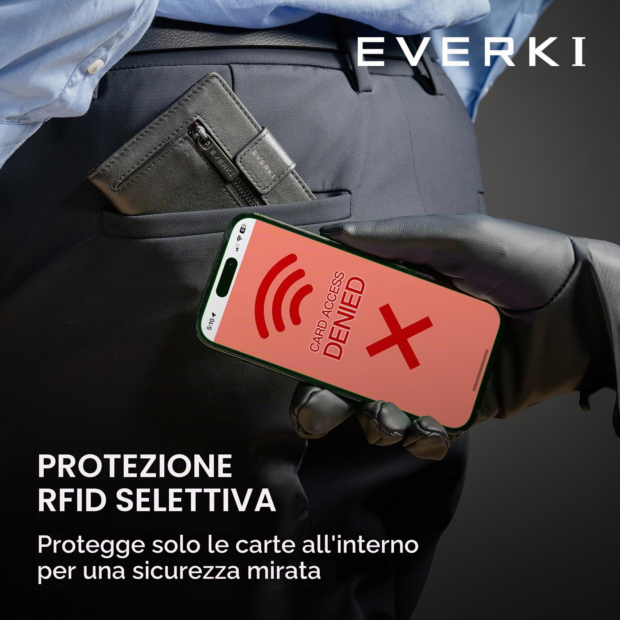 EVERKI Borselli e Borse a Tracolla portafoglio uomo anti-RFID sottile bifold Nero