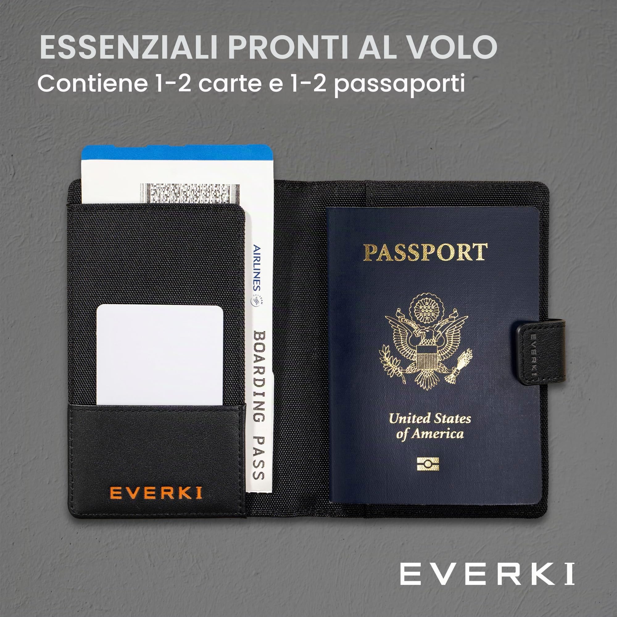 EVERKI Borselli e Borse a Tracolla Porta passaporto RFID nero sottile