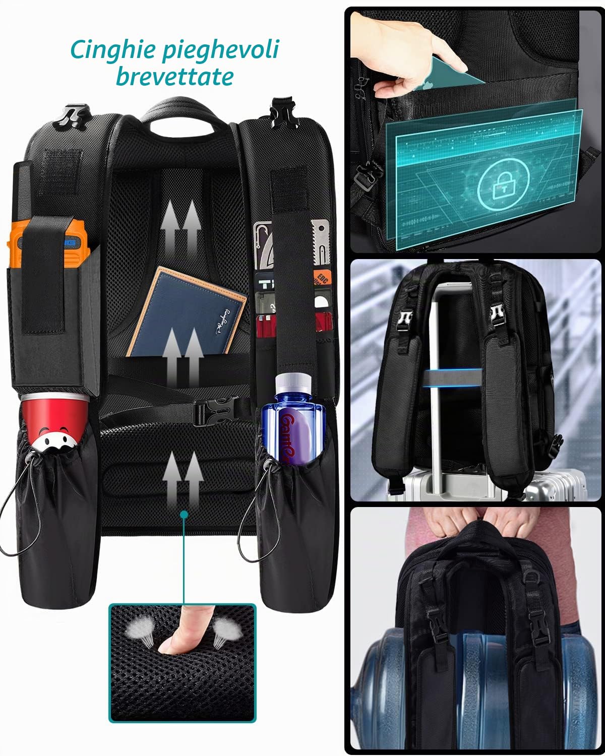 ZINZ Backpacks 15,6" zaino laptop Nero espandibile