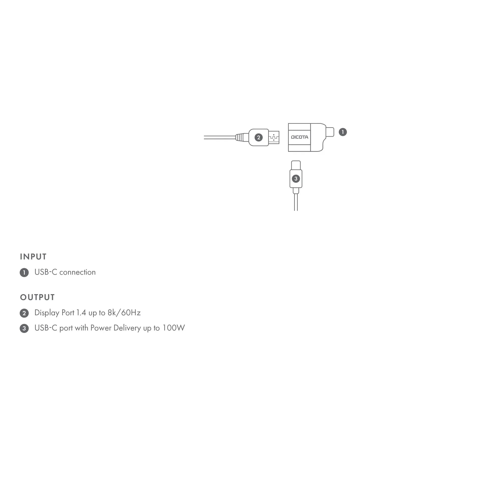 BASE XXO Connectivity USB-C to Display Port Mini Adapter with PD (8k/100W) adattatore USB-C DisplayPort
