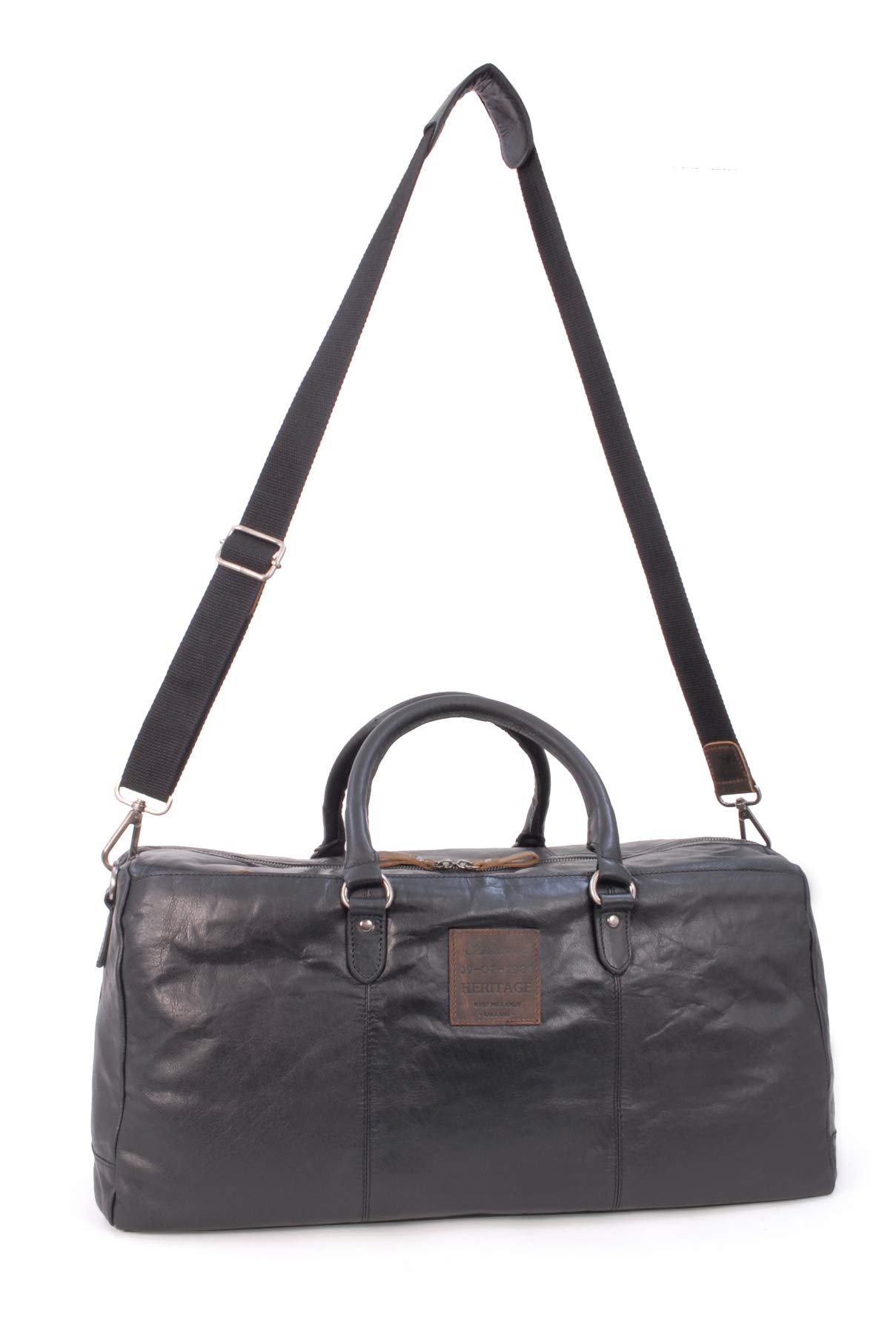 Ashwood Holdalls F-87 borsone da viaggio Nero in pelle
