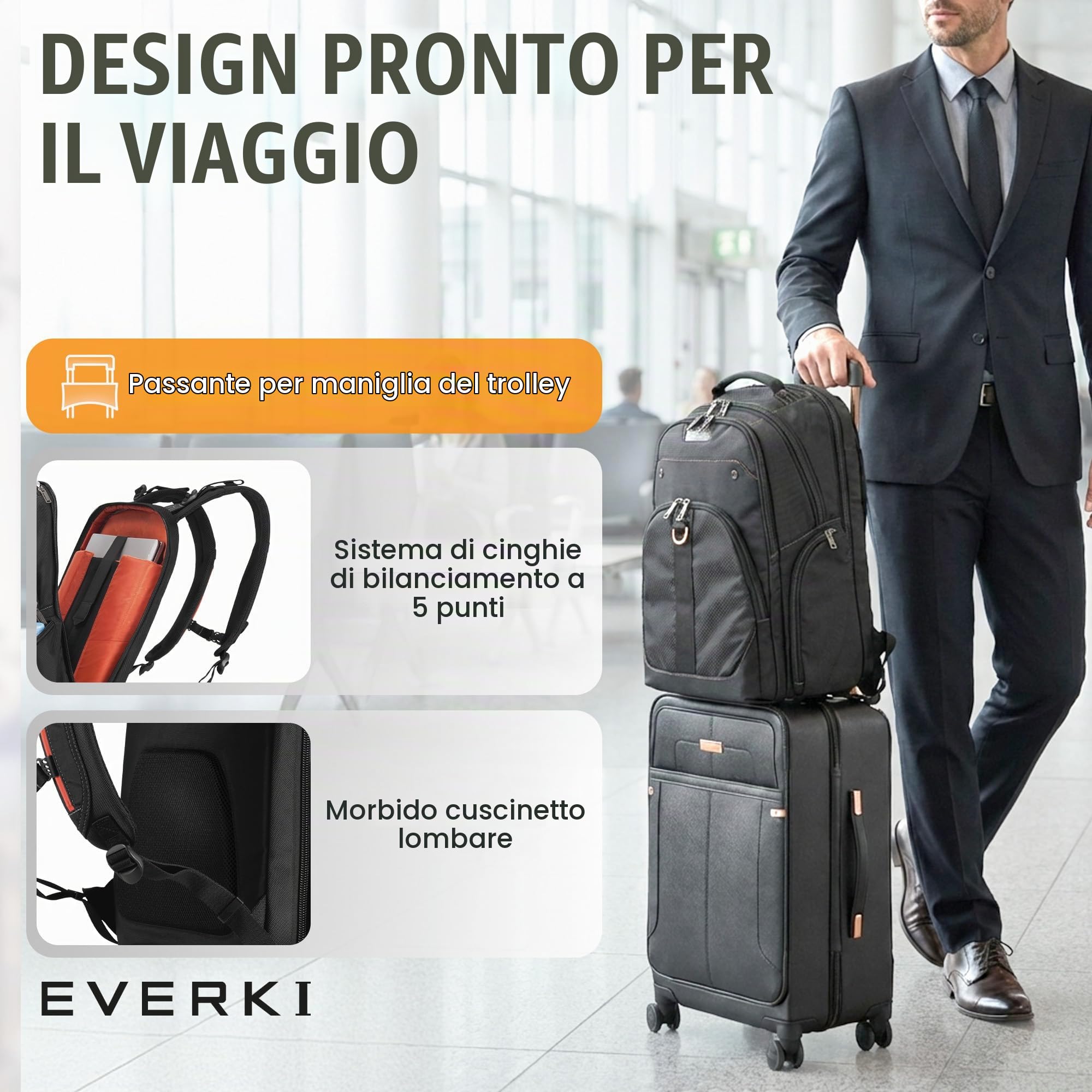 EVERKI Zaini per Portatile Atlas zaino laptop 29,5 litri minimalista