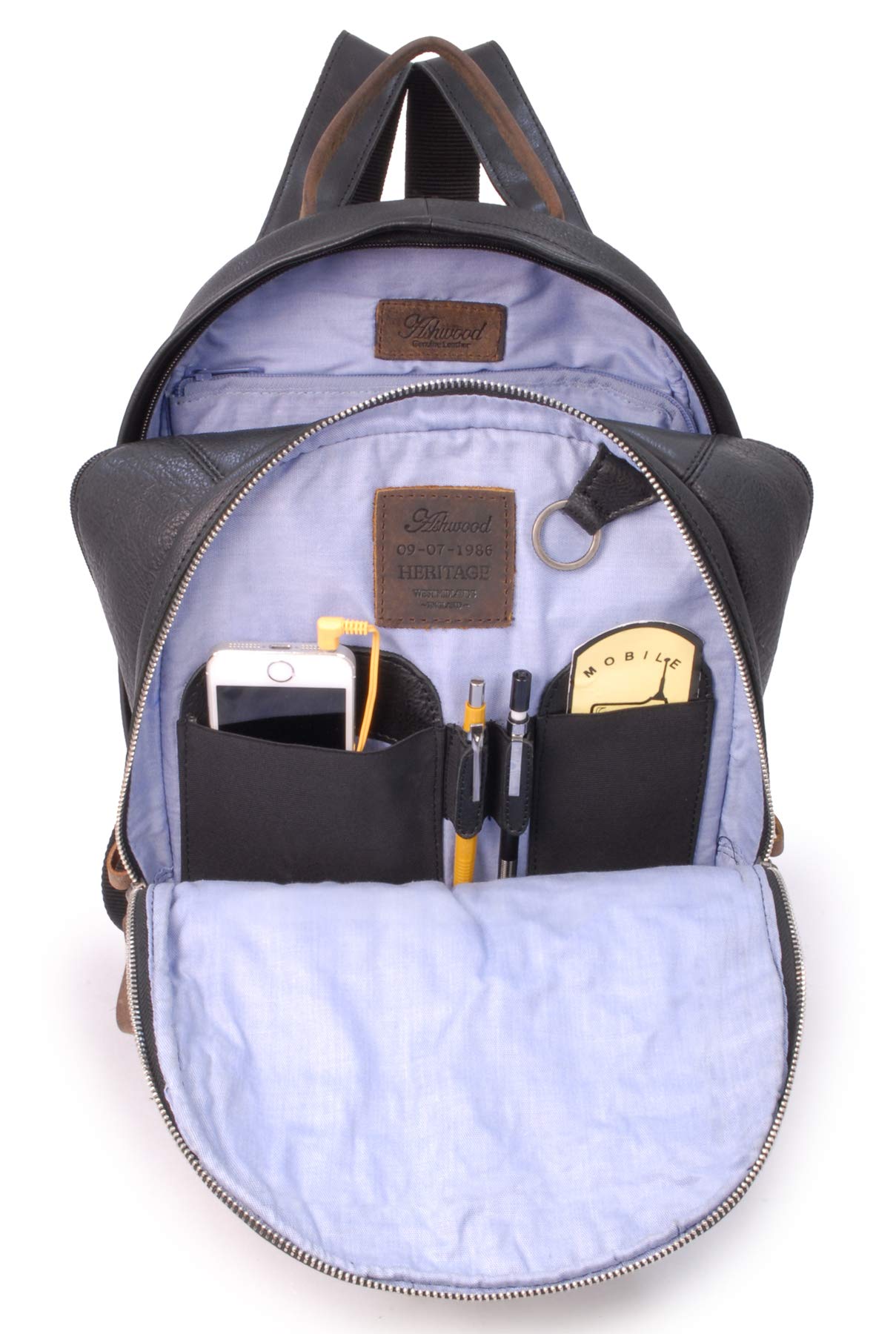 Ashwood Rucksacks 4555 zaino Nero in pelle vintage