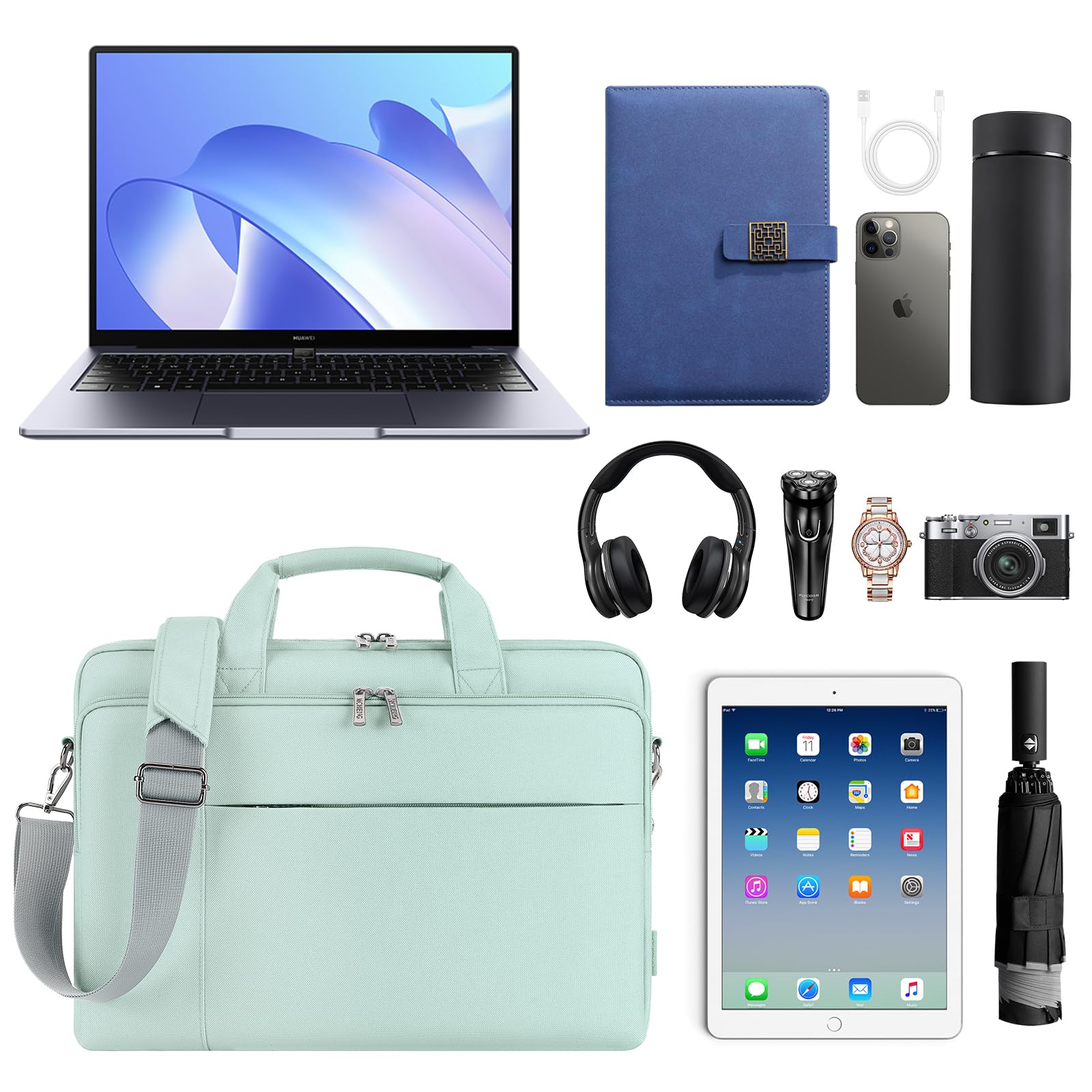 Domiso Laptop Briefcase 14 Pollici Borsa Laptop Impermeabile Verde Menta