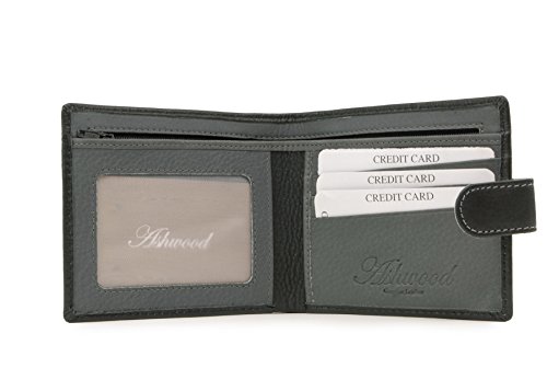 Ashwood Wallets 1222 portafoglio uomo NERO/GRIGIO in vera pelle