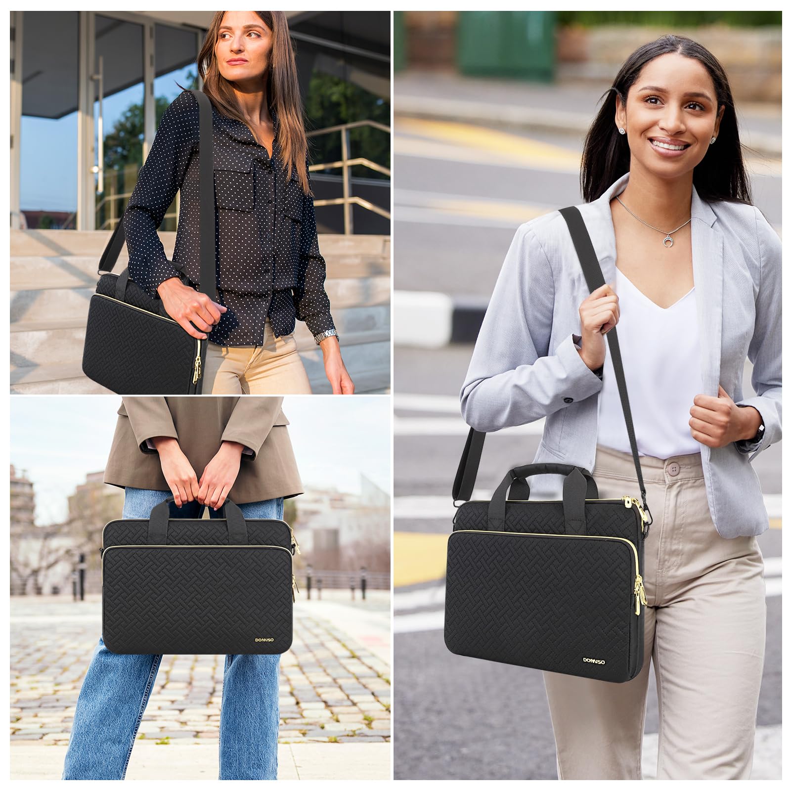 Domiso Laptop Briefcase 17,3 pollici borsa laptop nera impermeabile
